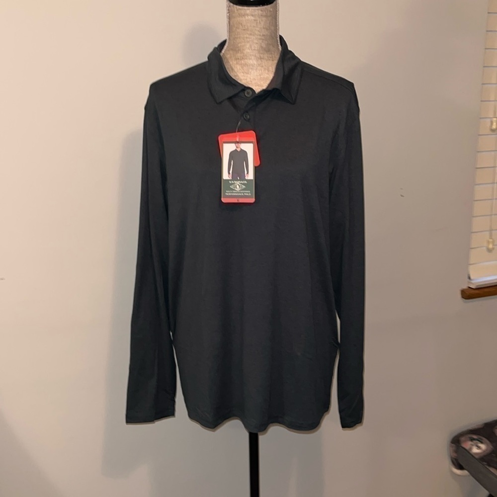 G.H Bass Performance Polo Long sleeve shirt Quick Dry, Green UPF-50 size medium